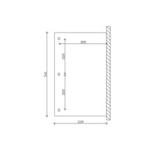 Technische tekening met maatvoering voor wandmontage, afmetingen 541 x 339 mm.