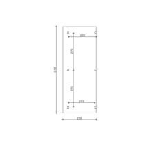 Technische tekening met afmetingen voor een rechthoekig object: 648 mm hoog, 250 mm breed, bovenbreedte 205 mm, onderbreedte 193 mm, afstand tussen de bevestigingsgaten 270 mm.