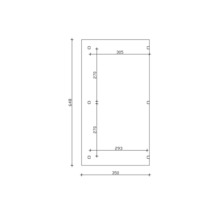 Technische tekening met maatvoering: hoogte 648, breedte 350, andere maten 305, 293 en 270.