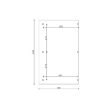 Bouwplan met afmetingen: 648 mm hoogte, 400 mm breedte, 355 mm bovenbreedte, 343 mm onderbreedte, 270 mm zijhoogte