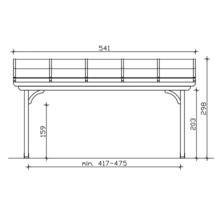Technische tekening van een carport met maatvoering