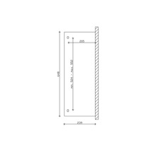 Technische tekening met maatvoering voor een product voor wandmontage: 648 millimeter hoog, 239 millimeter diep, afstand van de boorgaten minimaal 524 millimeter, maximaal 552 millimeter, afstand tot de wand 205 millimeter.