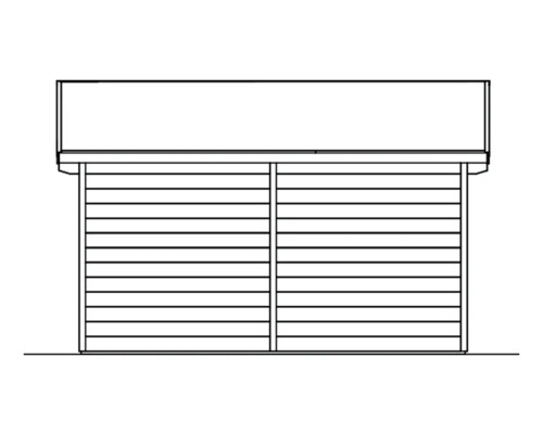 Illustratie van een tuinhuis met horizontale houten bekleding
