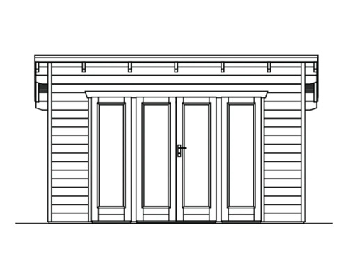 Illustratie van een tuinhuis met dubbele deur