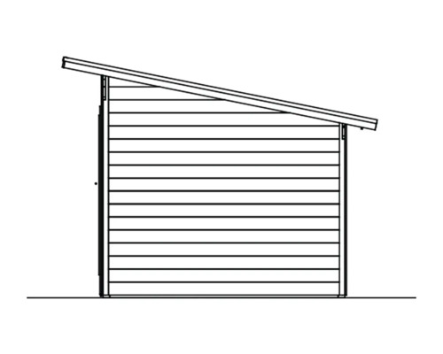 Illustratie van een tuinhuis met lessenaarsdak