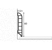 Illustratie van een plint met maatvoering 12 en 60