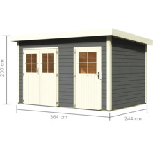 KARIBU Tuinhuis Krähenau 1 28mm grijs 364x244 cm