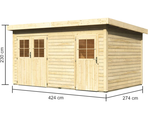 Houten tuinhuis met twee deuren en maatvoering