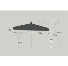 SOLUNA Parasol Cannes grijs 140x210 cm
