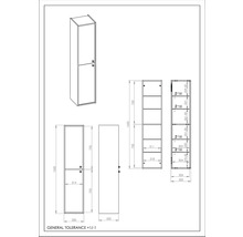 JUNGBORN Hoge badkamerkast PRIMUS met greep 350x1550x350 mm noten