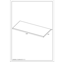 Technische tekening van een werkblad met afmetingen 1008 x 460 x 28 millimeter
