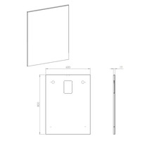 Technische tekening van een badbekleding met de afmetingen 600 x 800 x 19 mm.