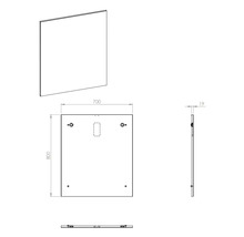Technische tekening van een spiegel met afmetingen van 800 bij 700 millimeter en een dikte van 19 millimeter.