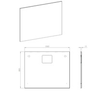 Technische tekening van een spiegel met maatvoering.