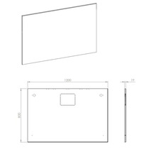 Technische tekening van een spiegel met de afmetingen 1200 x 800 x 19 millimeter.