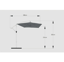 SOLUNA Zweefparasol Lyon donkergrijs met kruisvoetstandaard 250x250 cm, hoogte 270 cm-thumb-9