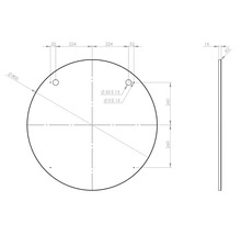 Technische tekening van een ronde plaat met afmetingen