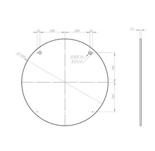 Technische tekening van een ronde plaat met maataanduidingen