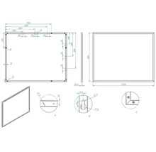 Technische tekening van een rechthoek met afmetingen