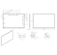 Technische tekening van een rechthoekige plaat met maatvoering