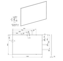 Technische tekening van een rechthoekig object met afmetingen