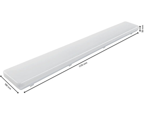 LED-vochtbestendige lamp met afmetingen 1170 mm x 160 mm x 50 mm