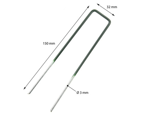 Tuinnagel met afmetingen 150 mm lengte, 32 mm breedte en 3 mm diameter