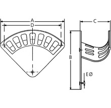 Technische tekening van een kabelgoot met afmetingen