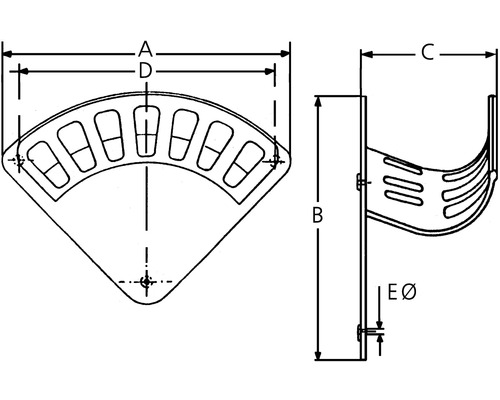 Technische tekening van een kabelgoot met afmetingen