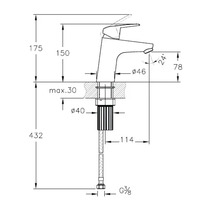 Technische tekening van een kraan met afmetingen