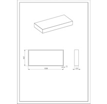 Technische tekening van een rechthoekig bad met afmetingen
