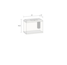 Aquarium met de afmetingen 61 cm x 31 cm x 43,5 cm.