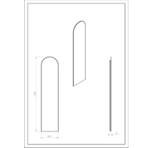 Technische tekening van een spiegel met de afmetingen 1500 x 350 x 31 millimeter.