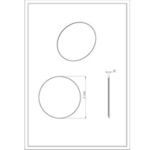 Technische tekening van een ronde spiegel met een diameter van 1000 millimeter en een dikte van 30 millimeter