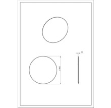 Technische tekening van een ronde spiegel met een diameter van 800 millimeter en een diepte van 30 millimeter.