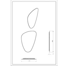 Technische tekening van een spiegel met afmetingen van 955 x 685 mm
