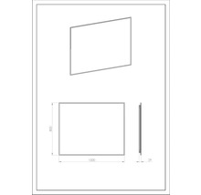 Technische tekening van een spiegel met afmetingen 1000 x 800 x 29 mm.