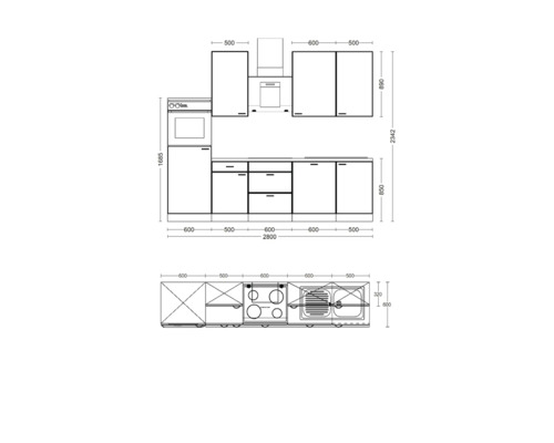 Keukenplan met afmetingen voor de keukenplanning