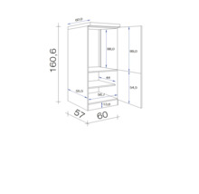 FLEX WELL Koelombouwkast tbv 88 cm inbouw koelkast Lund 60x60x161 cm lichtgrijs glanzend