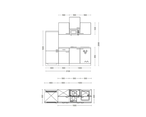 Keukenplan met afmetingen