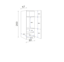 FLEX WELL Koelombouwkast tbv 88 cm inbouw koelkast Lund 60x57x200 cm lichtgrijs glanzend