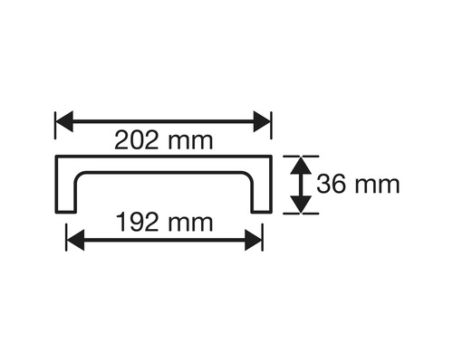 Technische tekening van een meubelgreep met maataanduidingen