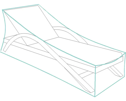 Schets van een houten ligstoel voor buiten