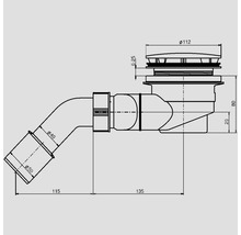Technische tekening van een afvoer met maatvoering