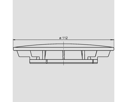 Technische tekening van een deksel met een diameter van 112 mm.