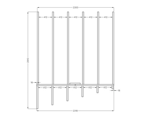 Technische tekening van een plank met maatvoering