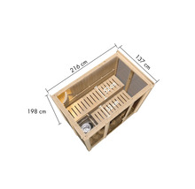 Afmetingen van een houten sauna met banken