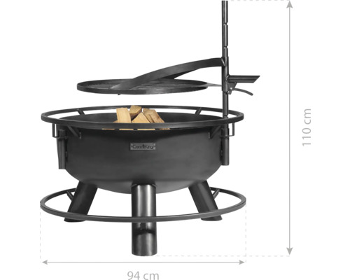 Vuurschaal met grillrooster, hoogte 110 cm, diameter 94 cm
