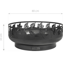 Stalen vuurschaal met bladmotief, 80 cm diameter en 33 cm hoog