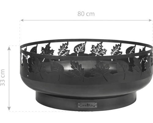 Stalen vuurschaal met bladmotief, 80 cm diameter en 33 cm hoog